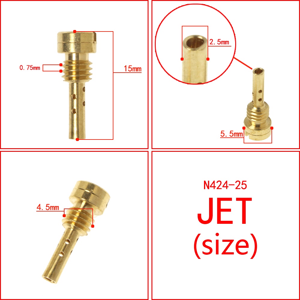 Bộ 10 cái đinh ren thí điểm phản lực 4.5mm*0.75mm hợp cho bộ chế hòa khí Keihin cv cvk fce N424-25