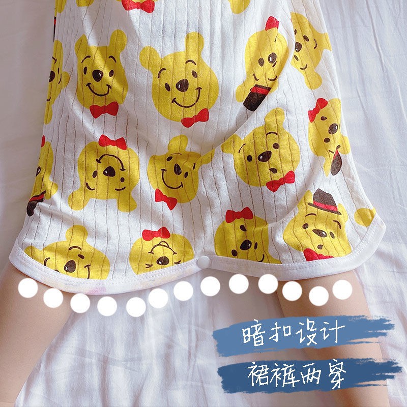 Bộ Đồ Ngủ Sát Nách Vải Cotton Chống Trượt Thời Trang Mùa Hè Cho Bé