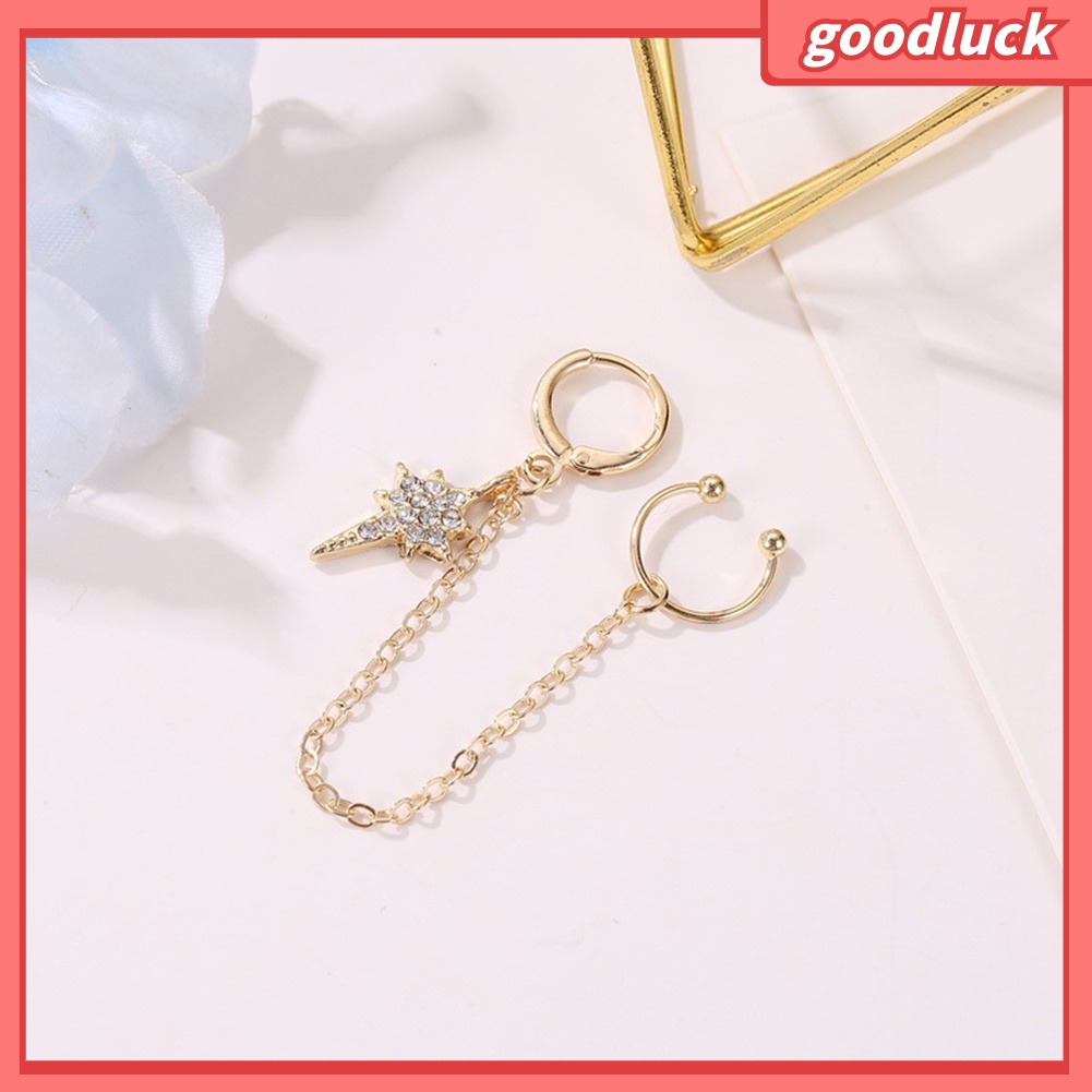 1 Khuyên Vành Tai Dáng Dài Đính Đá Lấp Lánh Thời Trang Cho Nữ