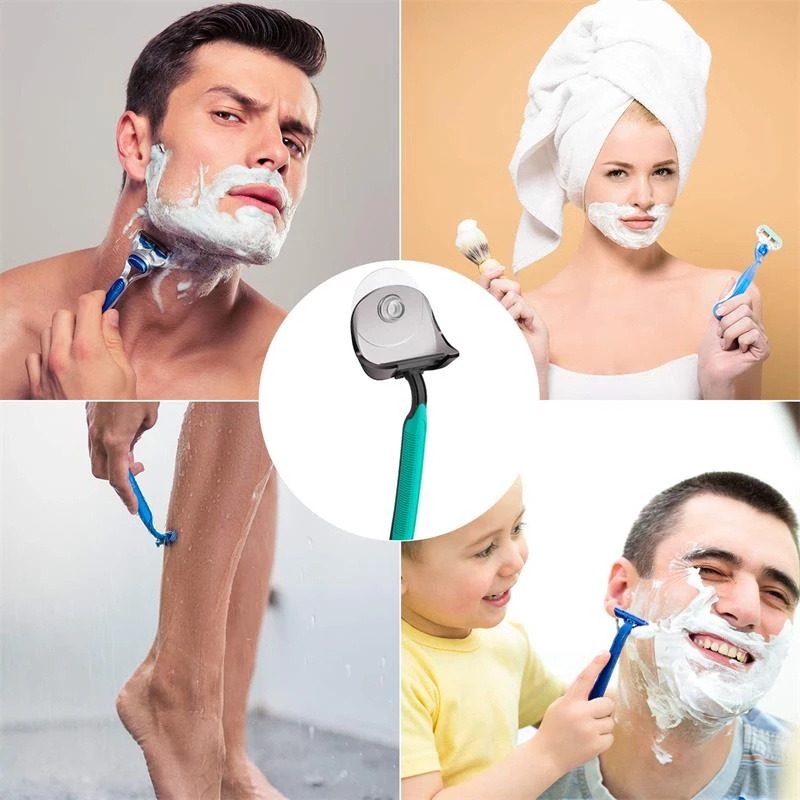 Giá Đỡ Dao Cạo Râu Có Giác Hút Gắn Tường Bằng Nhựa Trong Suốt Thông Dụng Cho Nhà Tắm
