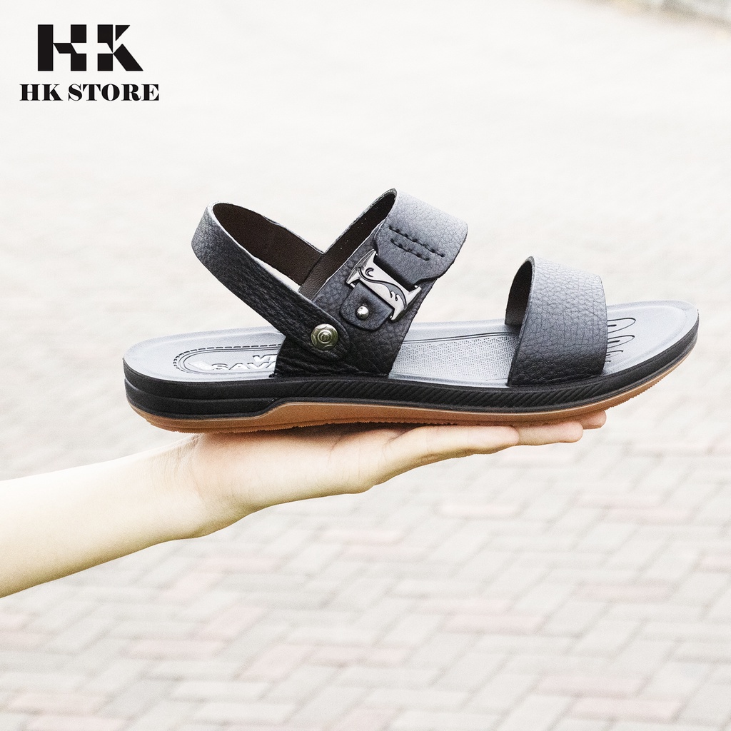 Dép sandal nam ❤️HK.STORE❤️ da bò thật 100% siêu mềm kết hợp đế kếp khâu chắc chắn siêu bền chấp mọi loại thời tiết sd80