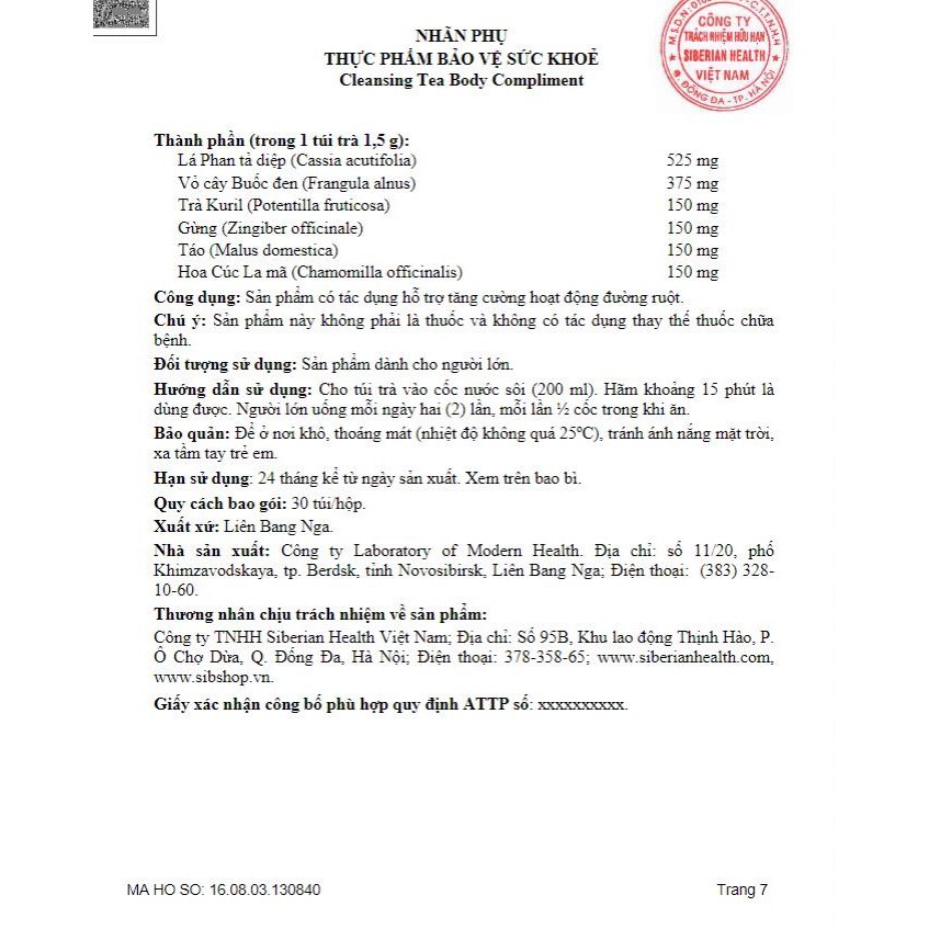 Trà thảo mộc Cleansing T Body Compliment Siberi Nga | BigBuy360 - bigbuy360.vn