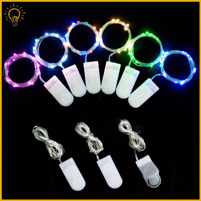 Dây đèn LED 1M 10 bóng dạng nút bấm chạy pin trang trí tiệc cưới , lễ hội