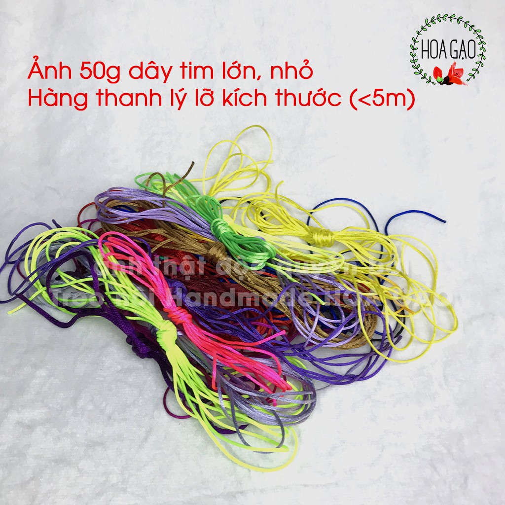 Dây tim đan vòng tay THANH LÝ 50g HOA GẠO GTNT dây lớn, nhỏ nhiều màu treo nôi, trang trí nhà cửa