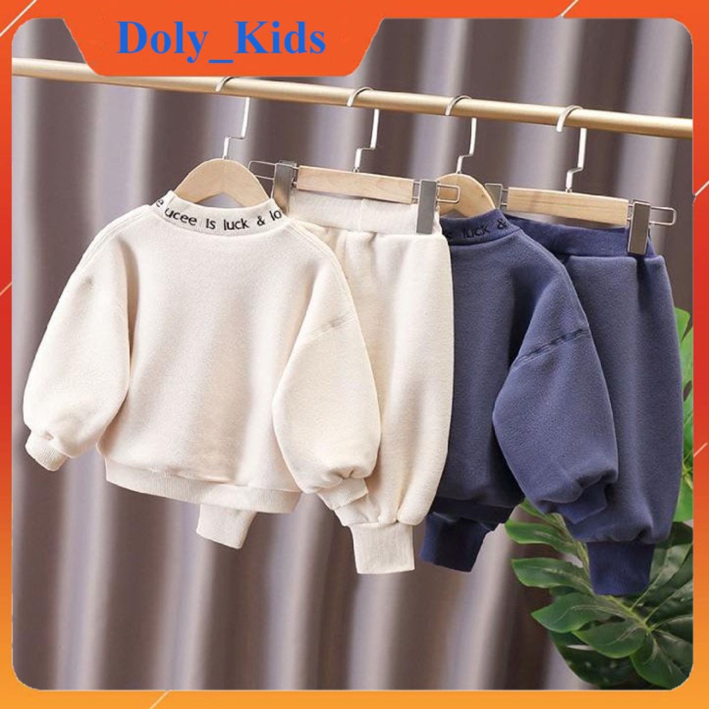 Bộ nỉ bông thêu mặt cười cực xinh và ấm cho bé, Bộ nỉ bông cho bé trai và bé gái DOLY KIDS
