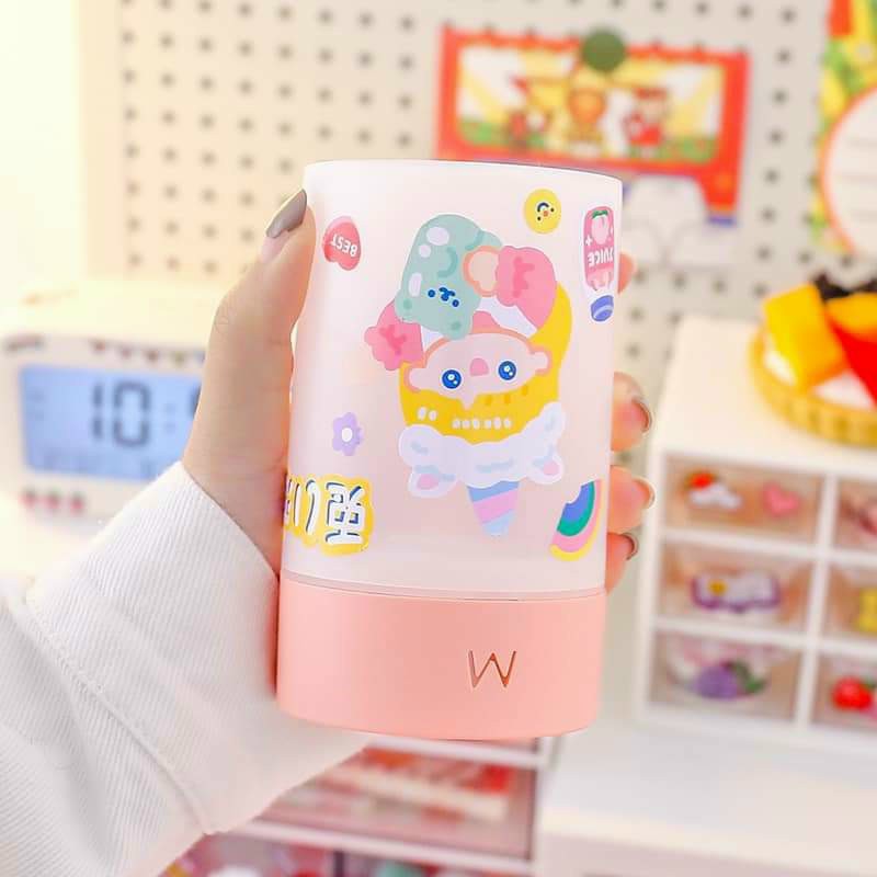Máy phun sương tạo ẩm kiêm đèn ngủ led siêu kute kèm miếng dán sticker
