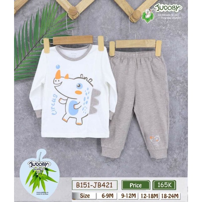 Bộ dài tay cài vai bé trai bé gái Judoby- chất sợi tre kháng khuẩn, siêu mềm mịn