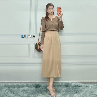 Áo len basic tay dài cổ tròn cài nút