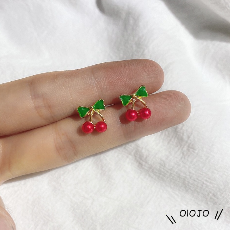Hoa Tai Hình Quả Cherry Màu Đỏ Ngọt Ngào Dễ Thương Cho Nữ