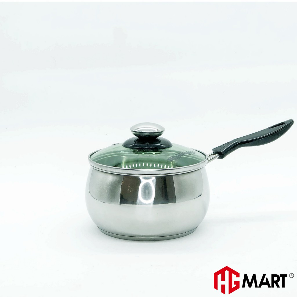 Nồi nấu cháo bột cho bé inox 304 2 đáy bếp từ nắp kính chống nóng HG Mart [Bảo hành 12 tháng]