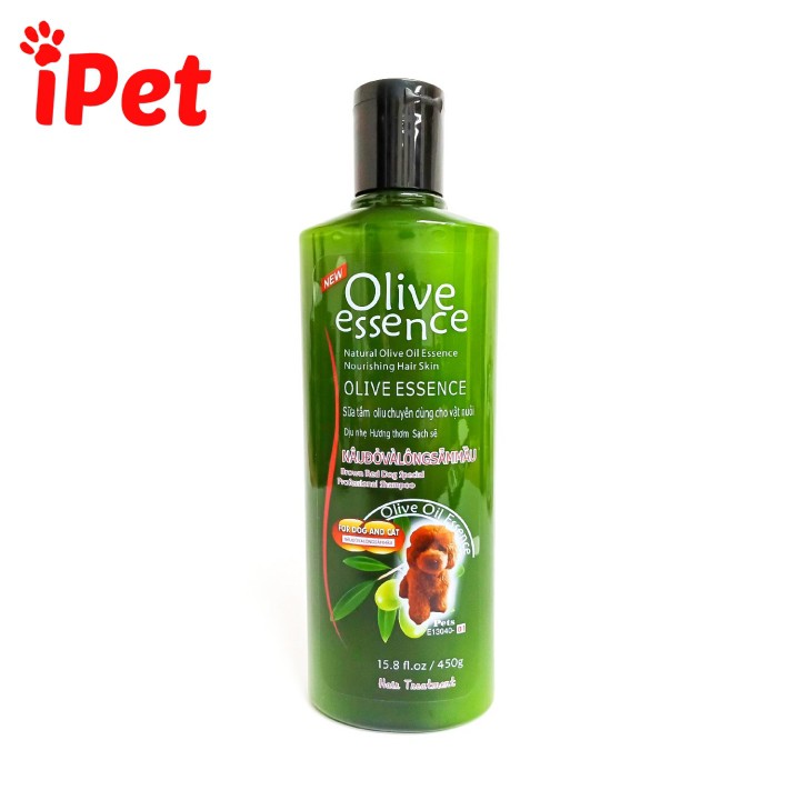 Sữa Tắm Cho Chó Mèo Olive Essence Khử Mùi Dưỡng Lông Diệt Ve Rận 450ml - iPet Shop
