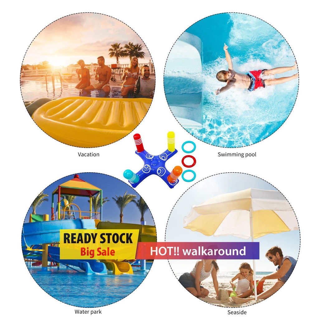 walkaround Inflatable Cross Ring Toss Game Inflator Beach Floating Party Game Kit