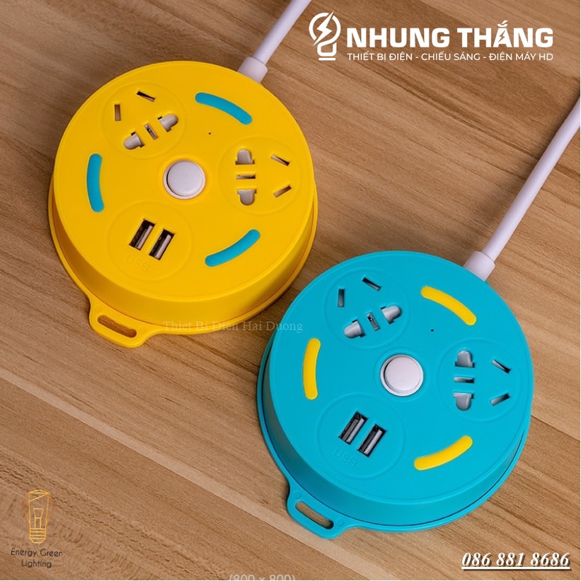 Ổ Cắm Điện Thông Minh Chuyển Đổi Đa Chức Năng OD-343 Dây Dài 1m8 - Có Đầu Cắm USB Chuẩn Sạc An Toàn Chống Giật