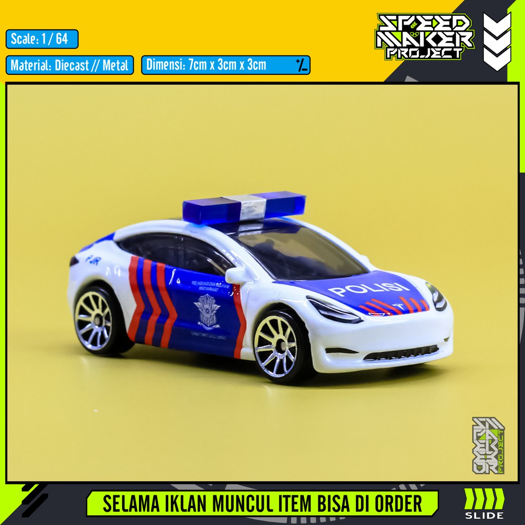 Hot Wheels Mô Hình Xe Cảnh Sát Tesla Model 3 Tỉ Lệ 1 / 64