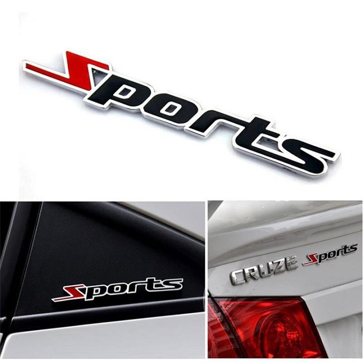 Decal chữ SPORT kim loại trang trí ô tô xe máy S030