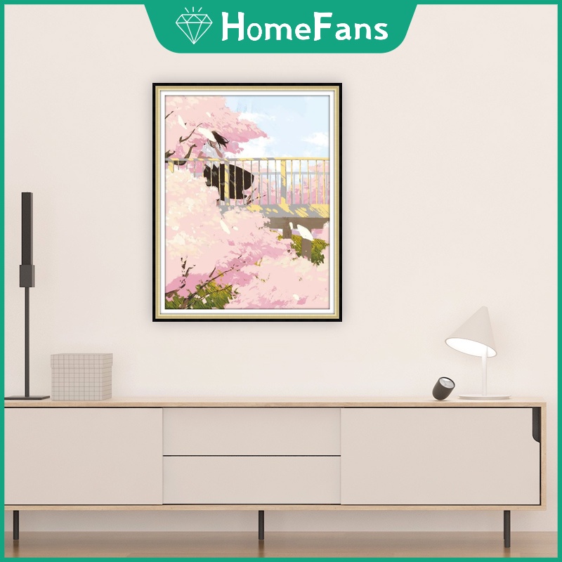 Bộ Tranh Đính Đá 5D Tự Làm 30x40cm / 40x50cm Hình Cô Gái Và Mặt Trăng Trang Trí Nhà Cửa