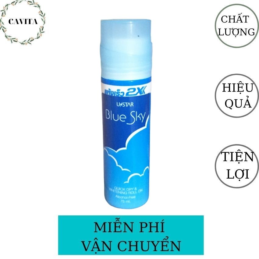 Lăn Khử Mùi Trắng Da 2X Ustar 75ml Thái Lan CAVITA giúp ngăn ngừa tuyến mồ hôi, khử mùi, thơm lâu