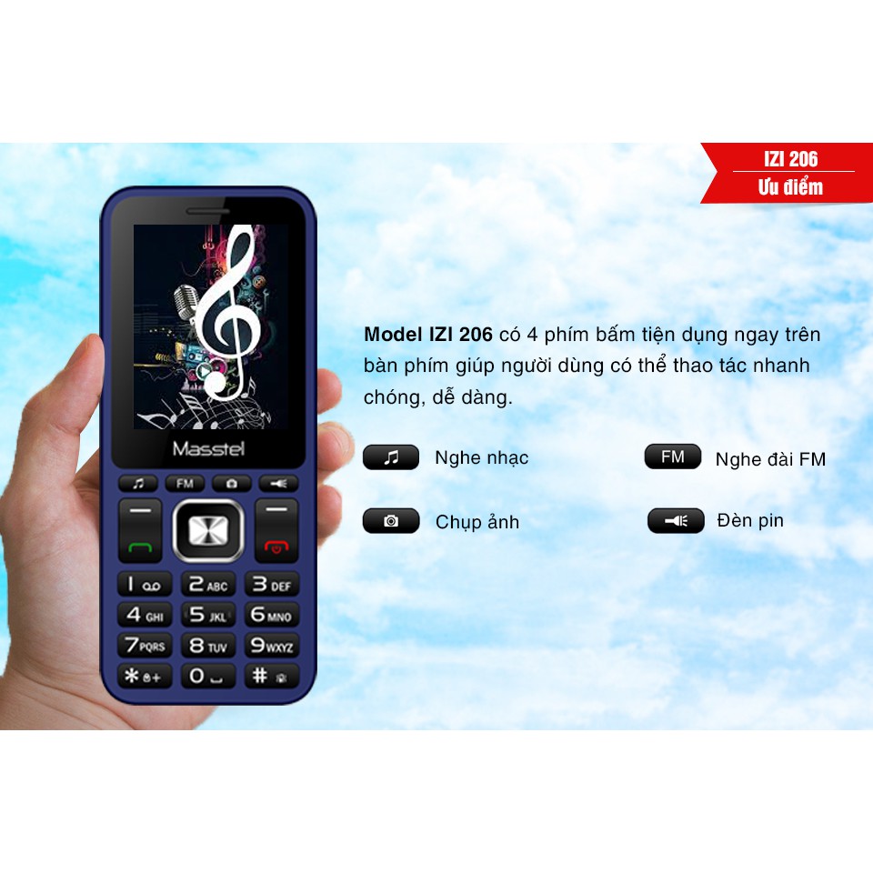 Điện Thoại Masstel IZi 206 - Chữ To ,Loa To bảo hành 12 tháng toàn quốc | BigBuy360 - bigbuy360.vn