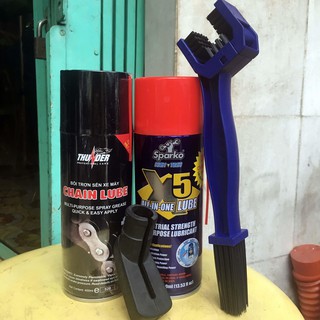 COMBO VỆ SINH SÊN CHỐNG RỈ X5 400ML + BÔI TRƠN BẢO VỆ SÊN THUNDER CHAIN LUBE 400ML + TẶNG BÀN CHẢI 3D