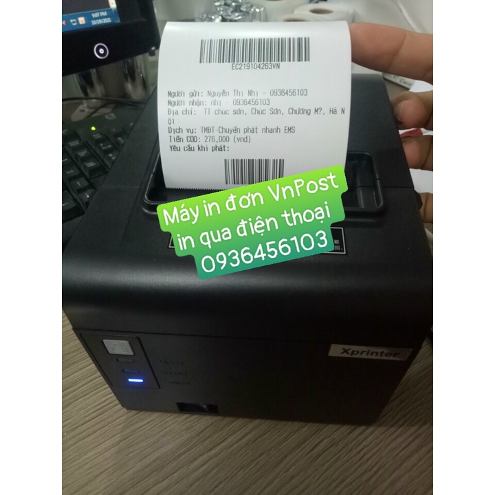 Máy in mã vận đơn Vietnam Post kết nối điện thoại khổ 8cm
