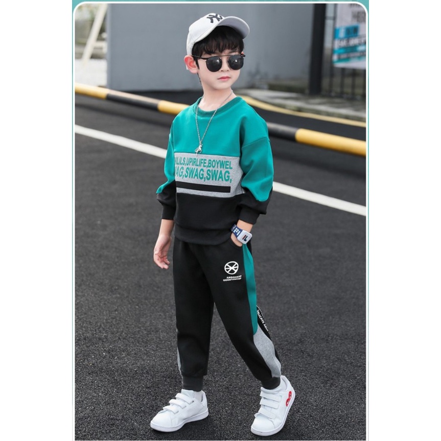 Bộ thu đông cho bé trai 14-45kg, quần áo thu đông bé trai 4-15 tuổi SWAG cá tính năng động, hàng may kĩ.SWAG68