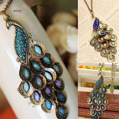 ★Vòng cổ HợP Kim HìNh Đuôi Công ĐíNh Đá Xinh XắN