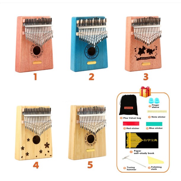 Đàn Kalimba Yael 17 Phím Y17 (Kèm Búa Chỉnh Âm, Hộp Đựng, Sách Học, Dán Nốt, Khăn Lau, Bịt Bảo Vệ Móng, Decal)