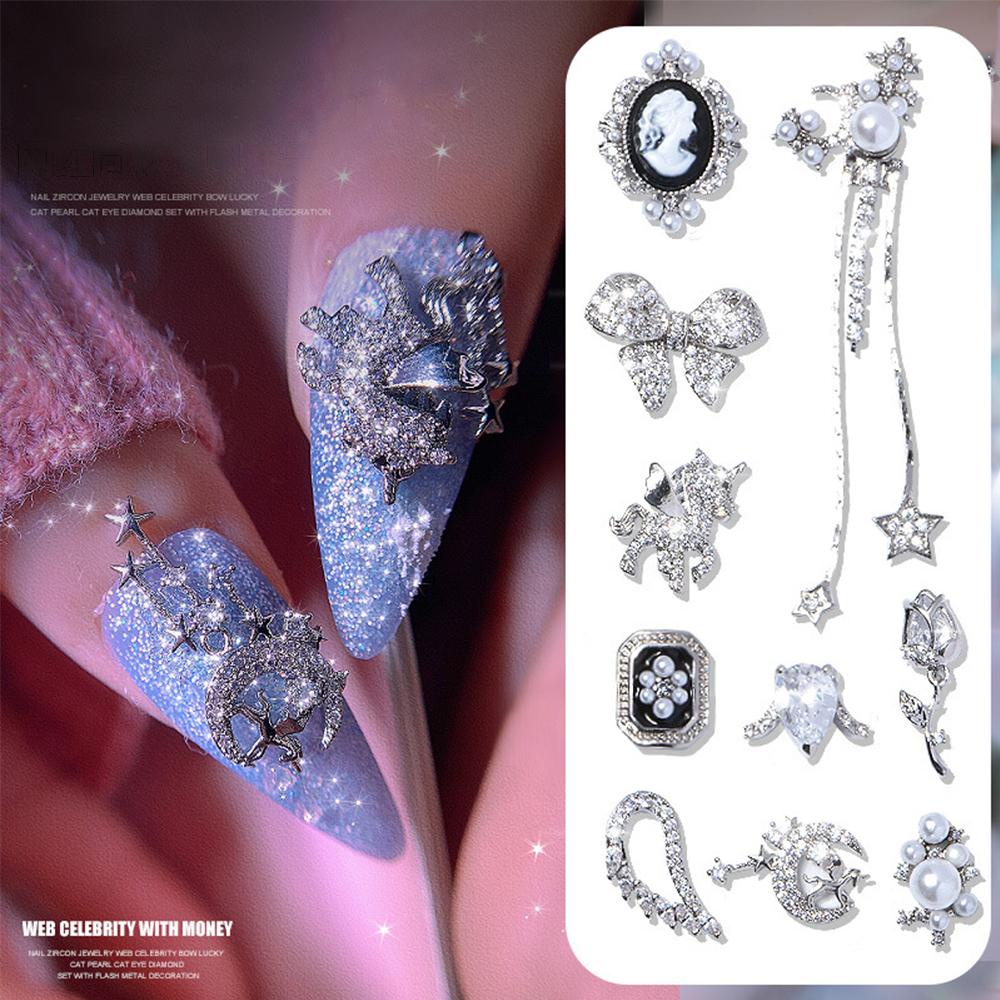 Móng Tay 3D OCEANMAP|Cánh Bow Bow.Charms Dây Chuyền Kim Loại