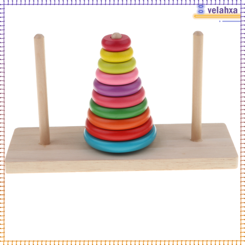 10 Rings Tower of Hanoi Wooden Puzzle Game - Wooden Puzzles for Adults, Classic Puzzle Toy