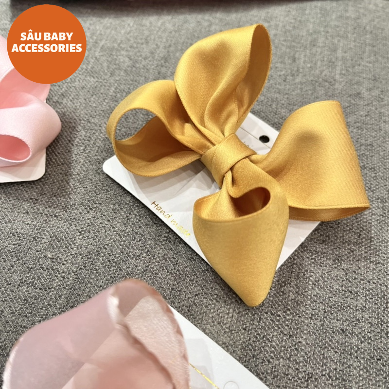 Kẹp tóc nơ bản to handmade phong cách Hàn Quốc cho bé
