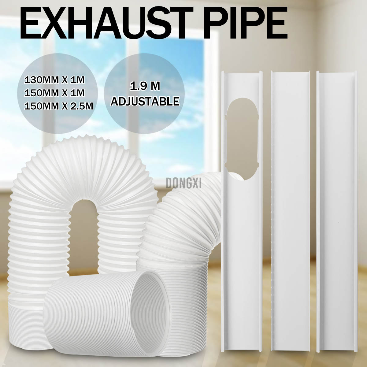 2.5M/1M Flexible Air Conditioner Exhaust Pipe Vent Hose Duct Outlet 130/150mm