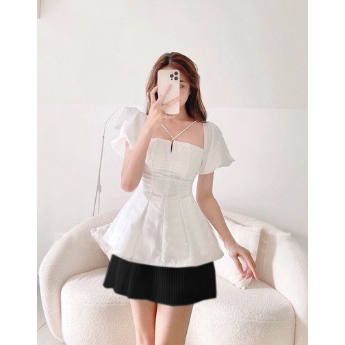 Sét áo peplum tay phòng kèm chân váy bigsize Kim Ngân  50 đến 100kg