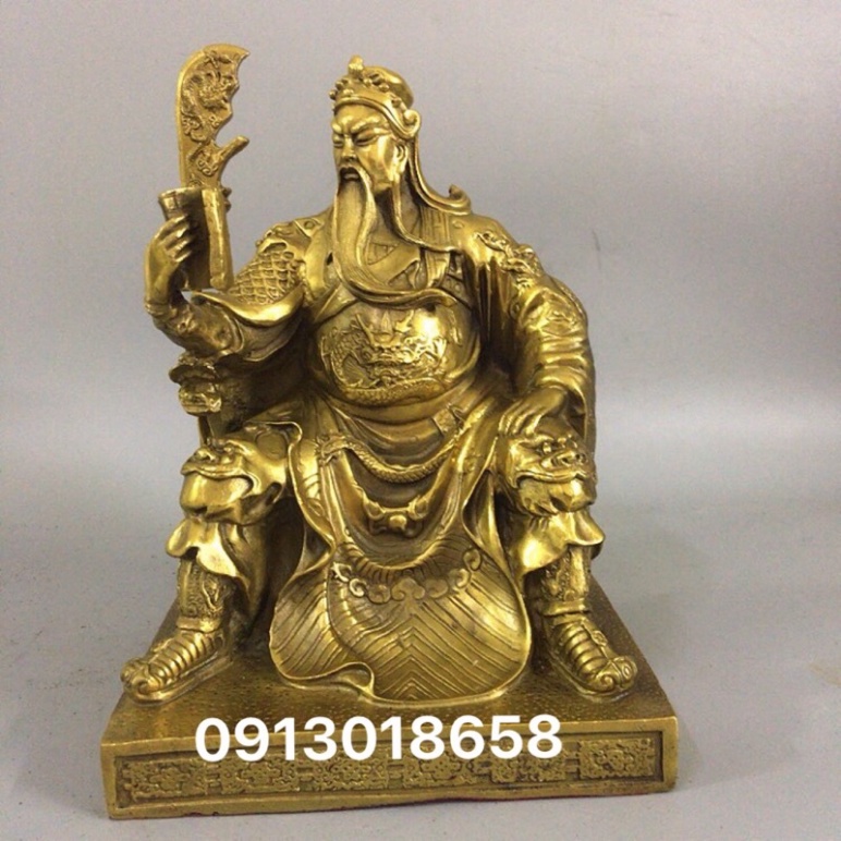 Tượng Quan Công đọc sách bằng đồng