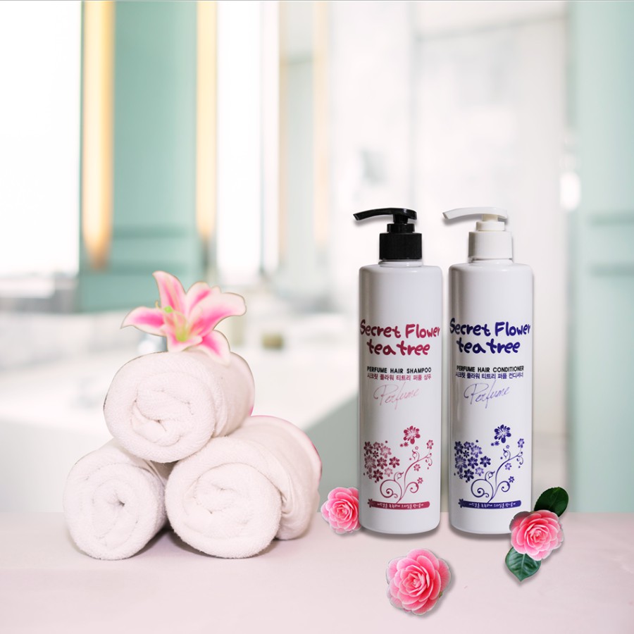 COMBO SECRET FLOWER TEA TREE - GỘI XẢ HƯƠNG HOA PHỤC HỒI TÓC HƯ TỔN BOSNIC 500ML