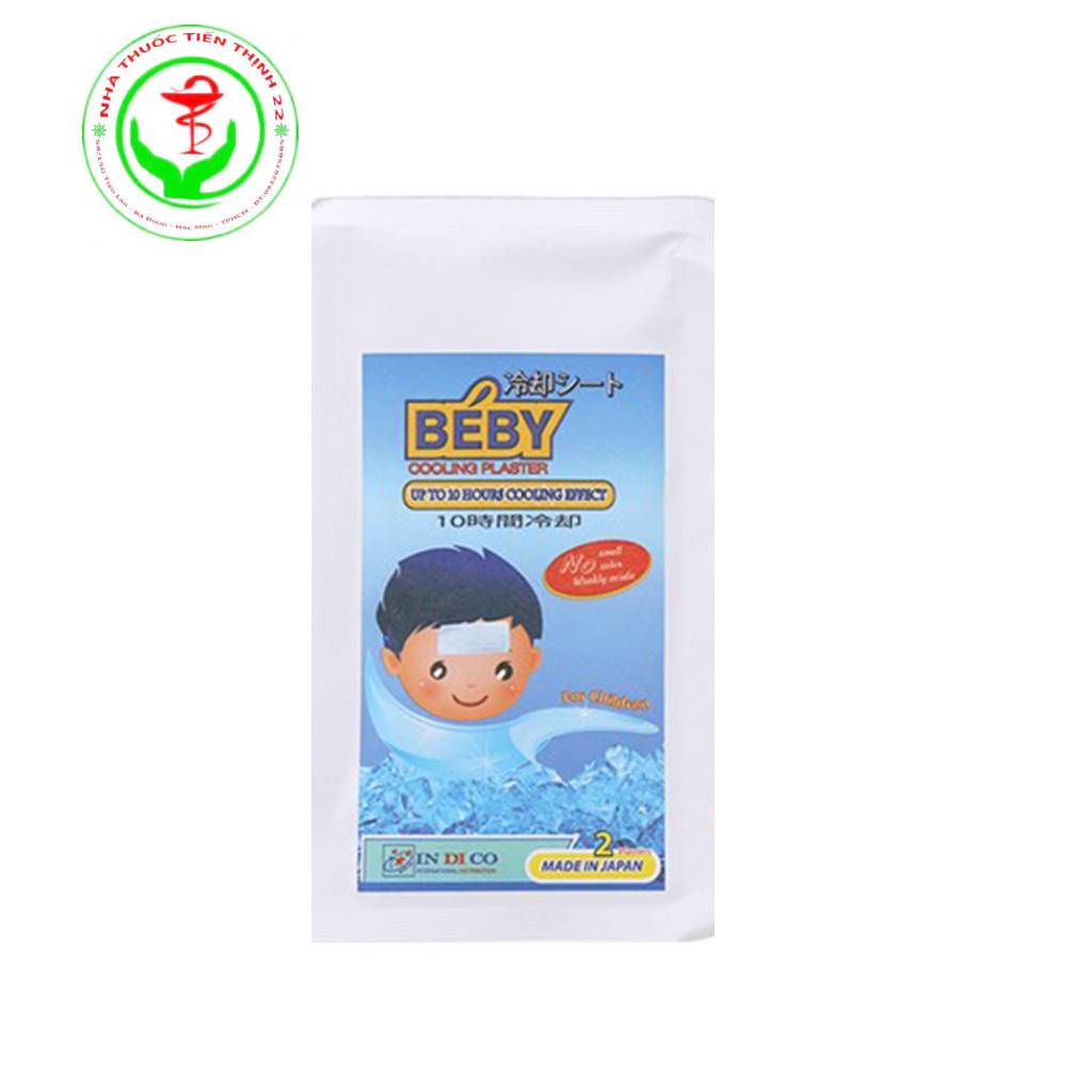 Miếng dán Béby Cooling Plaster hạ sốt, làm mát cho Bé hộp 3 túi, túi 2 miếng - Tặng kèm tăm bông cho bé