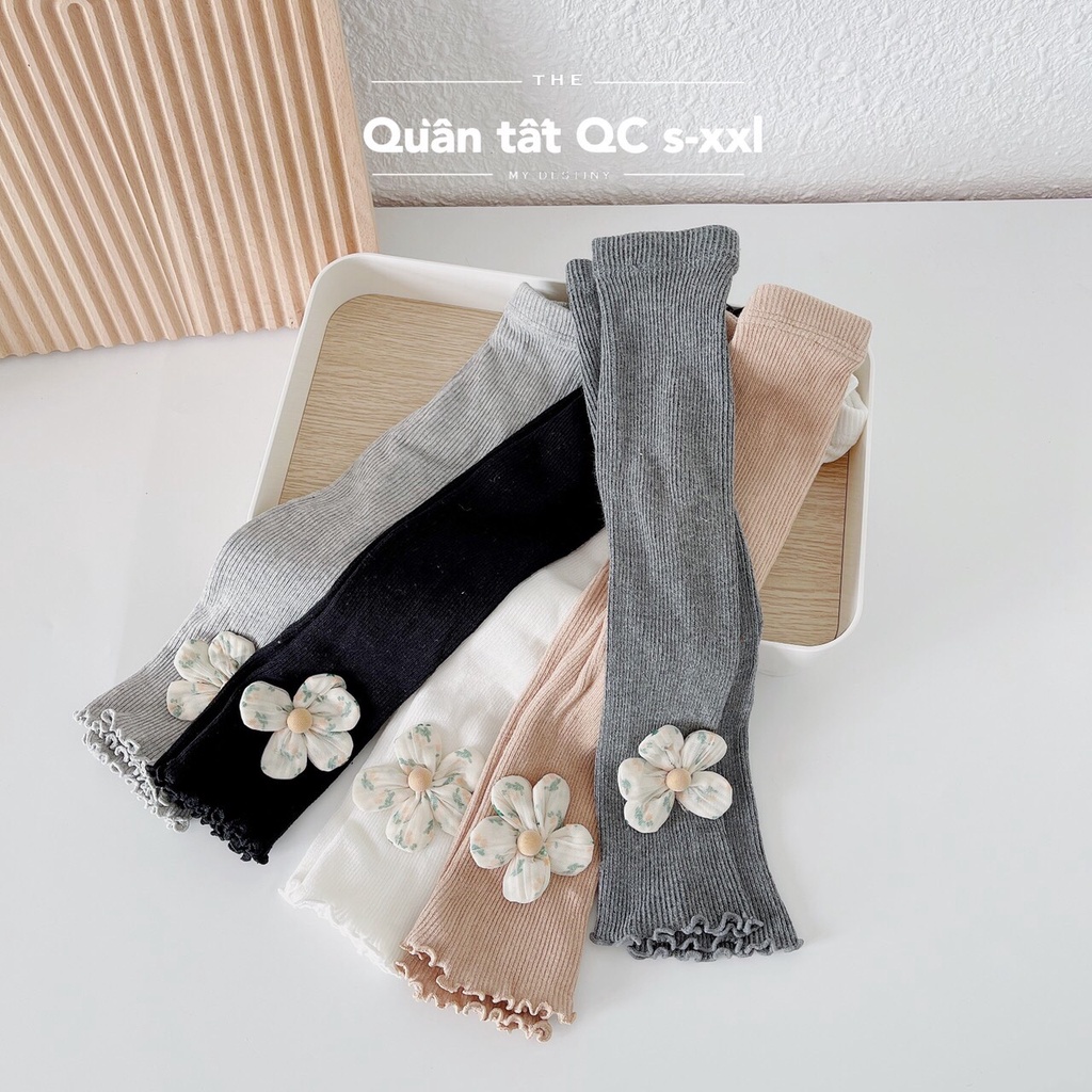 Quần tất len đính hoa cho bé gái, quần legging mặc cùng váy cho bé gái hàng quảng châu