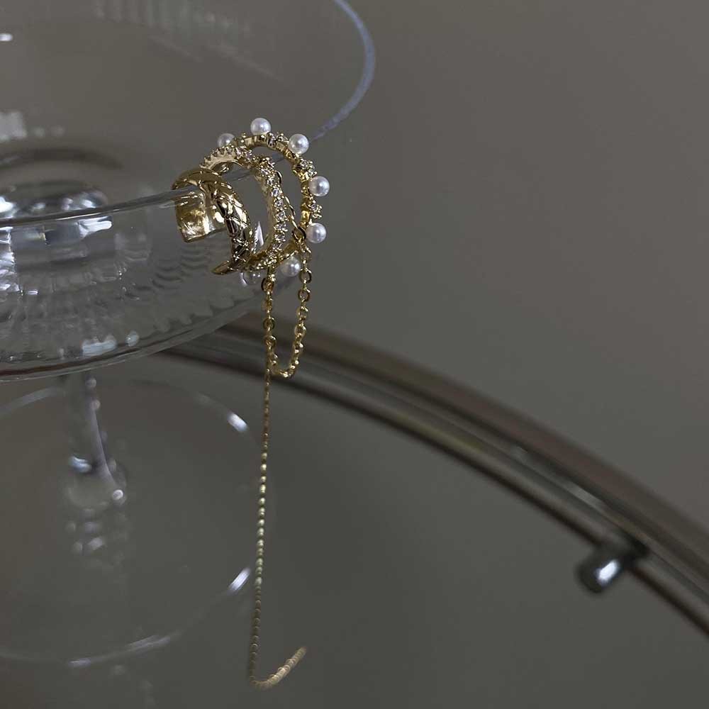 Bông tai dạng kẹp đính ngọc trai thời trang Hàn Quốc