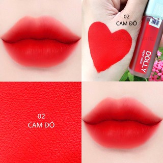 Super son 2021 son kem lì dolly super matte không chì màu cam đỏ