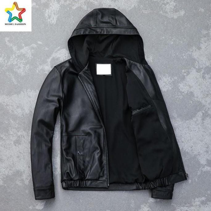 Áo khoác da nam Model-FASHION có nón chống thấm nước cao cấp, mẫu mới nhất 2019 AD029