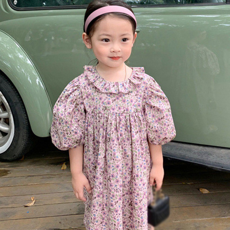 Đầm Hoa Tay Lửng Cho Bé Gái