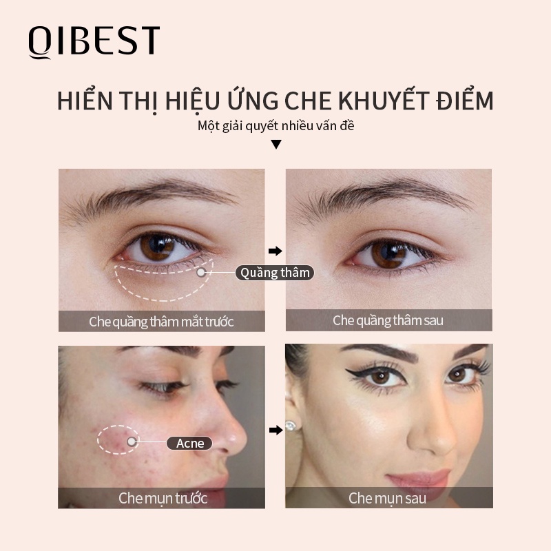 Kem che khuyết điểm QIBEST dạng lỏng trang điểm sáng da tự nhiên và không tì vết 30g