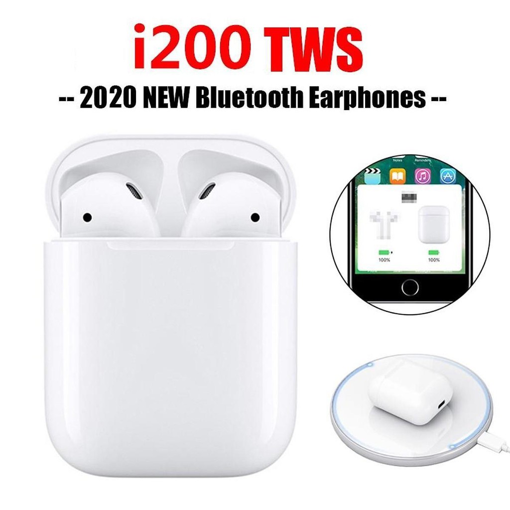 Tai Nghe Bluetooth i200-Cảm biến vân tay-Sạc không dây-Bậy nắp kết nối + Tặng bộ phụ kiện trị giá 100k Bảo Hành 12 Tháng