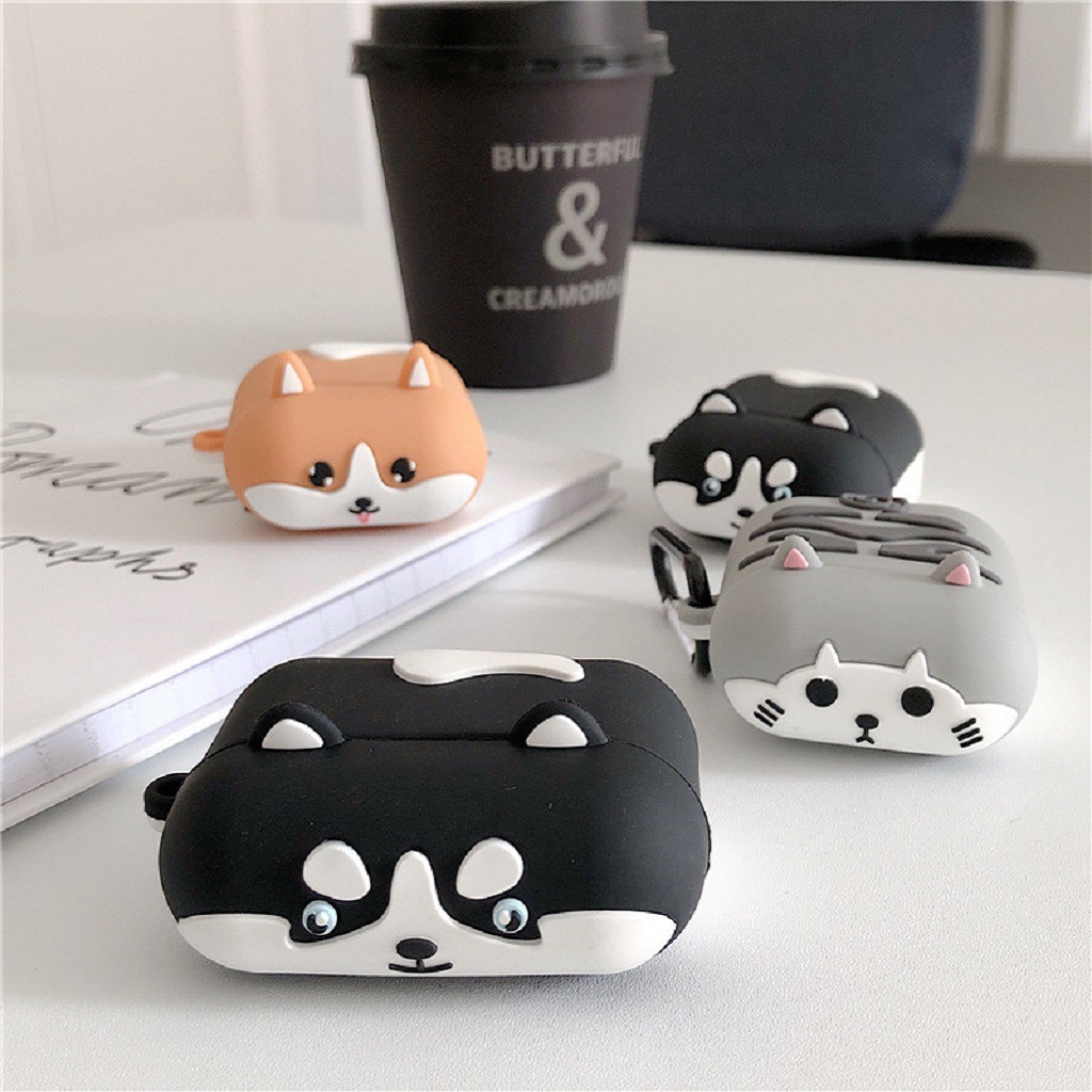 Airpods Case ⚡ Freeship ⚡ CUTE HUSKY Case Tai Nghe Không Dây Airpods 1/ 2/ i12/ Pro- MOBILE89