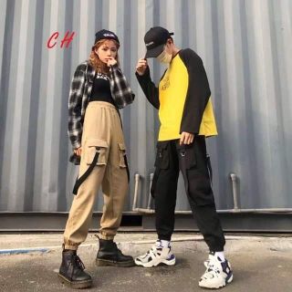 Quần jogger kaki túi hộp ống bo chun phối dây phong cách cá tính