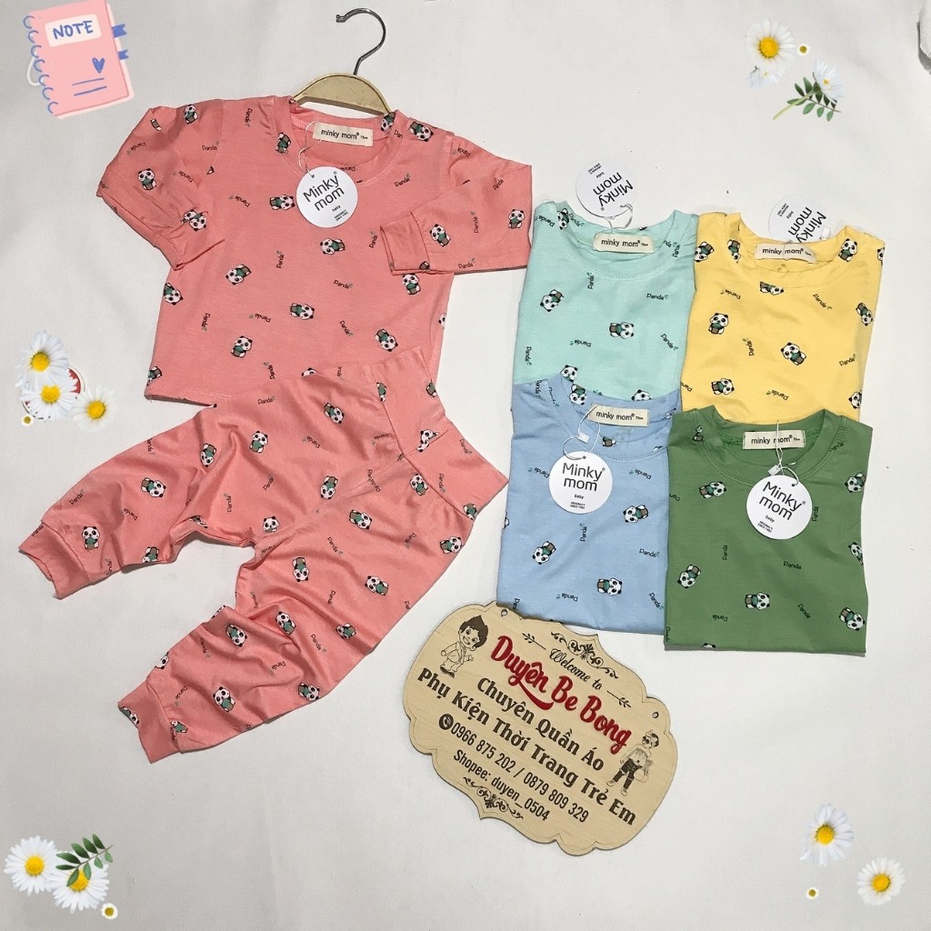 Bộ Dài Tay Minky Mom Cạp Cao In Hình Gấu Chất Thun Lạnh Hàng Tiêu Chuẩn