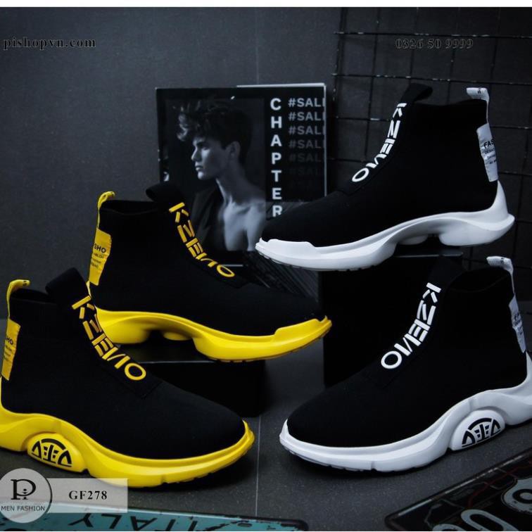 Giày nam sneaker cao cổ chất liệu vải dệt kim đàn hồi thoáng khí GF278 htstore | BigBuy360 - bigbuy360.vn