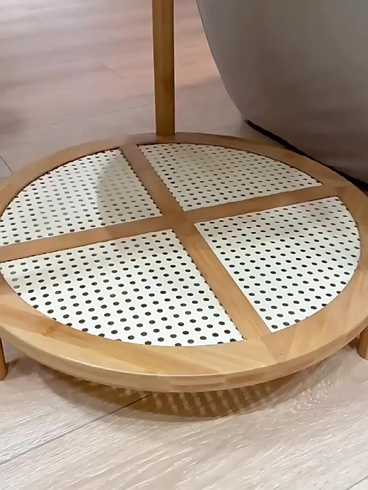 Bàn trà tròn 2 tầng mặt kính gỗ tre sang trọng bàn cà phê | BigBuy360 - bigbuy360.vn