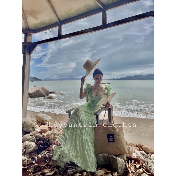 ĐẦM MAXI CUTOUT LƯNG VIỀN BÈO