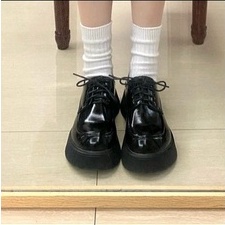 Giày lolita nữ đế bằng màu đen, giày ulzzang nữ phong cách Nhật Bản