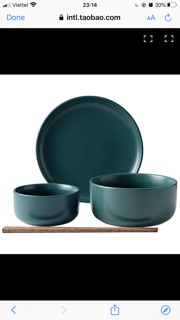 Set bát đĩa 3 món màu cam
